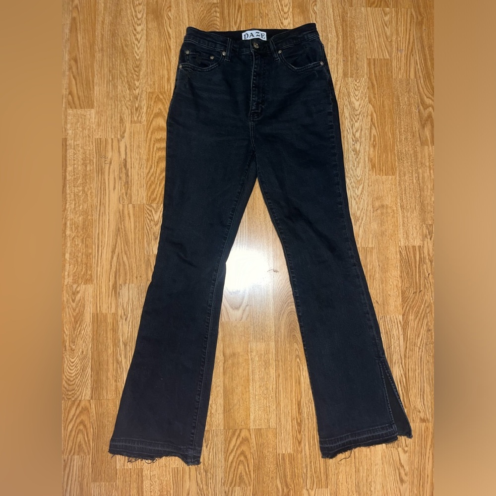DAZE Denim Go-Getter Side Slit Black Jeans Size 27
